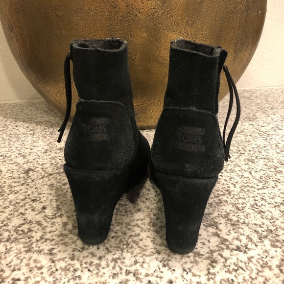 TOMS black suede wedge booties - Picture 3 of 6